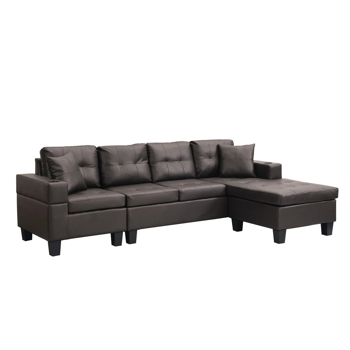 Modern Sectional Sofa Set With Chaise Lounge And Cup Holder - Furniture Home Direct