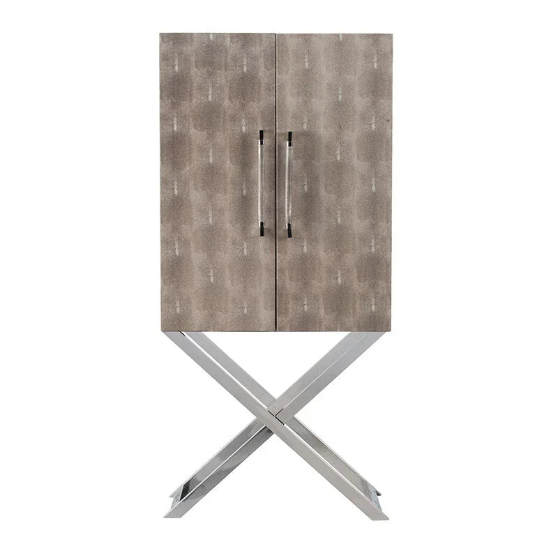 Cabinet - Silver - Faux Leather - Furniture Home Direct