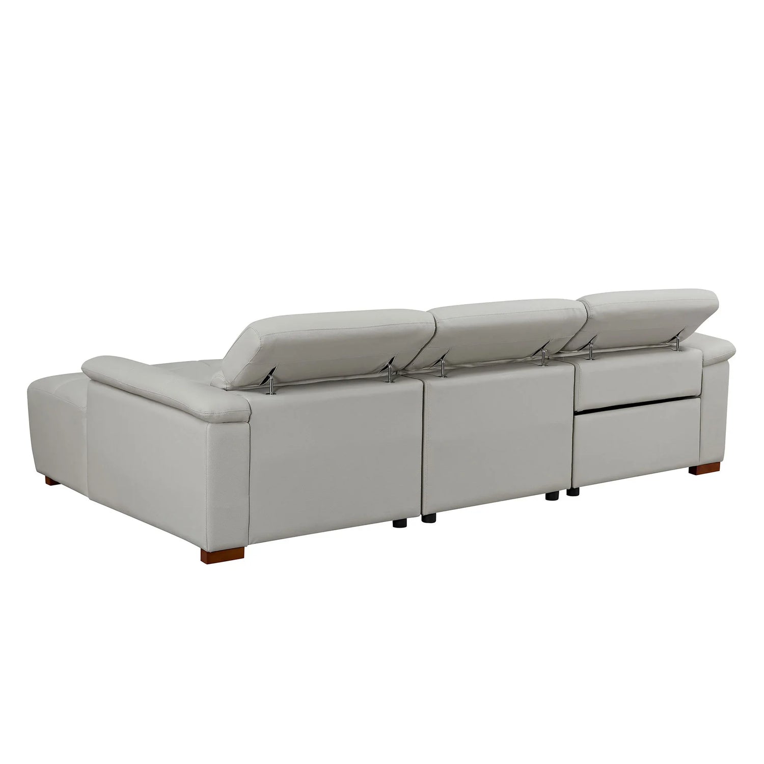 Power Reclining Sectional with USB Port - Light Gray - Furniture Home Direct
