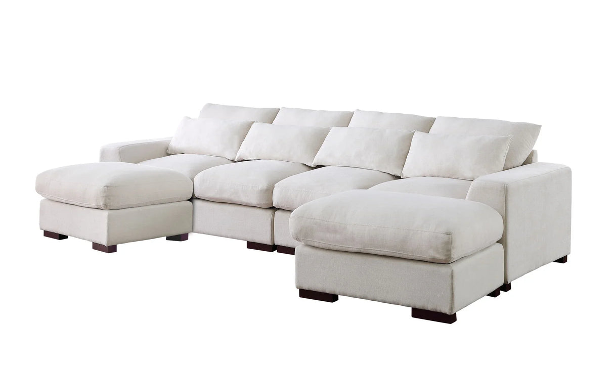 Tatman - Linen Blend Sectional With 2 Ottomans - Furniture Home Direct