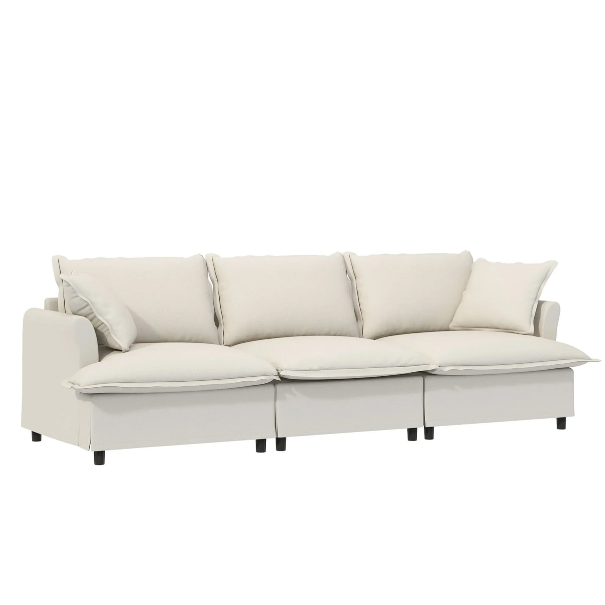 Living Room Set Modular Sectional Couch, Upholstered Sofa & Armchair & Movable Ottoman - Furniture Home Direct