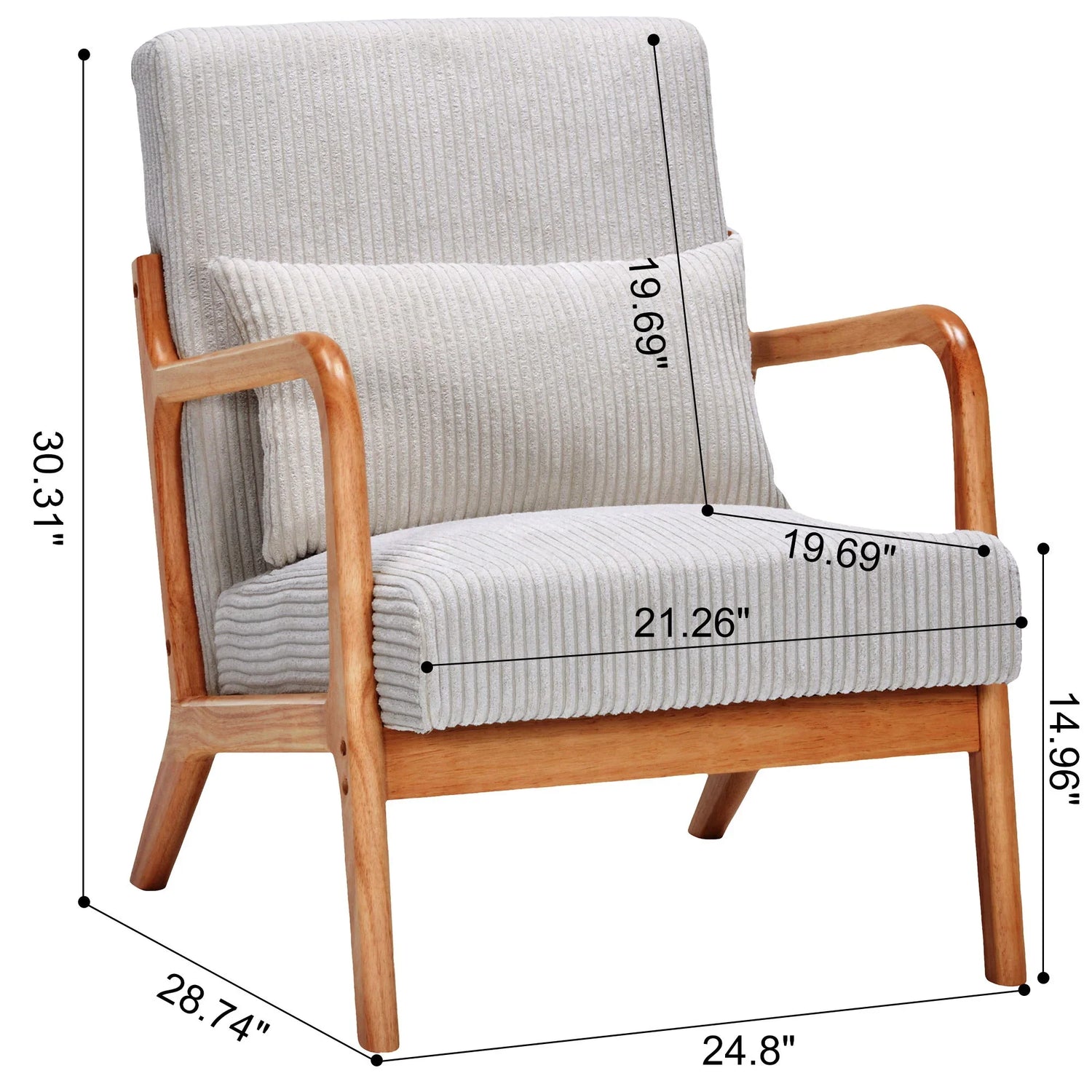 Accent Arm Chair With Pillow Upholstered - Furniture Home Direct