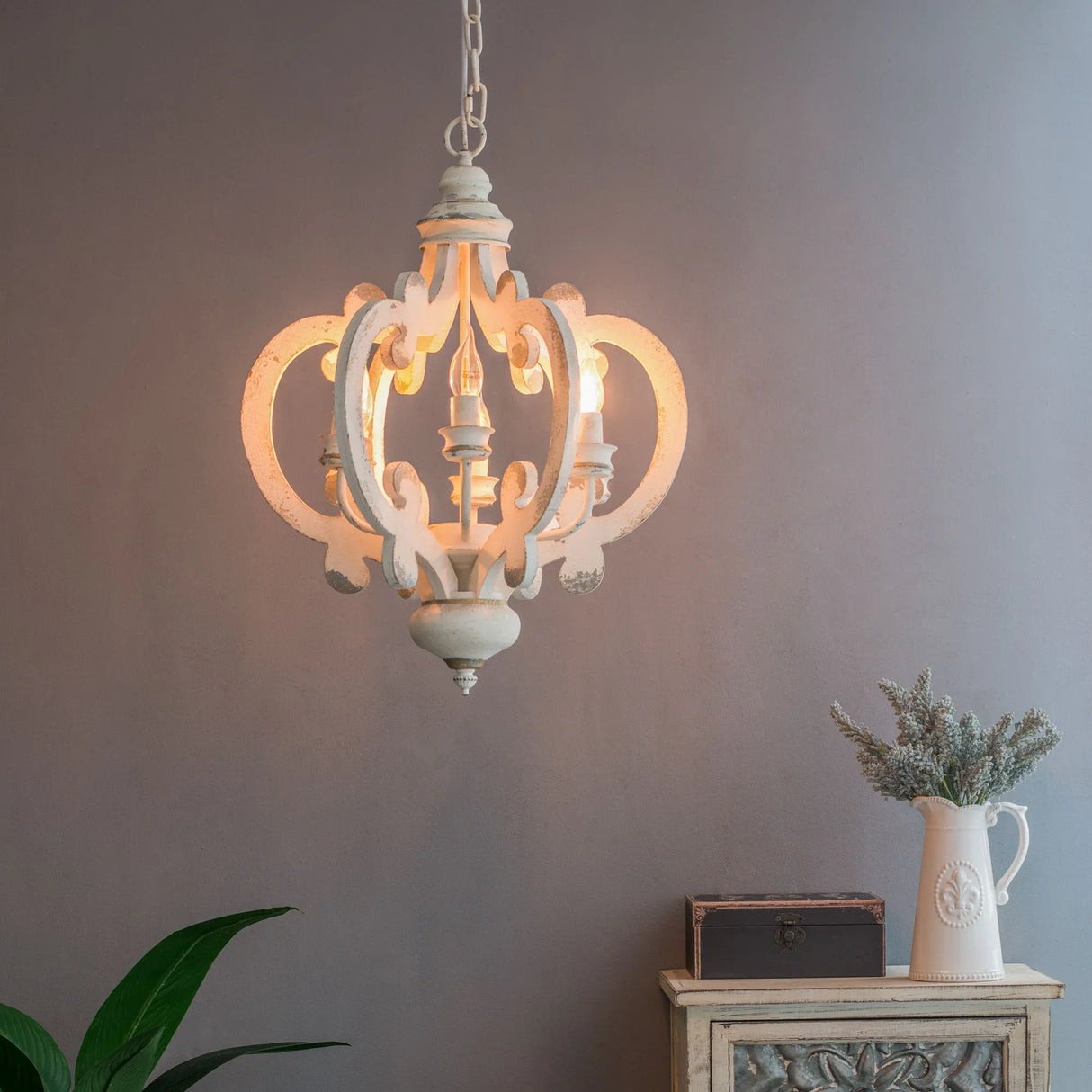 Farmhouse Chandelier, 6 Light Wood Chandelier Pendant Light Fixture With Adjustable Chain For Dining Room Living Room Entryway, Bulb Not Included - Furniture Home Direct