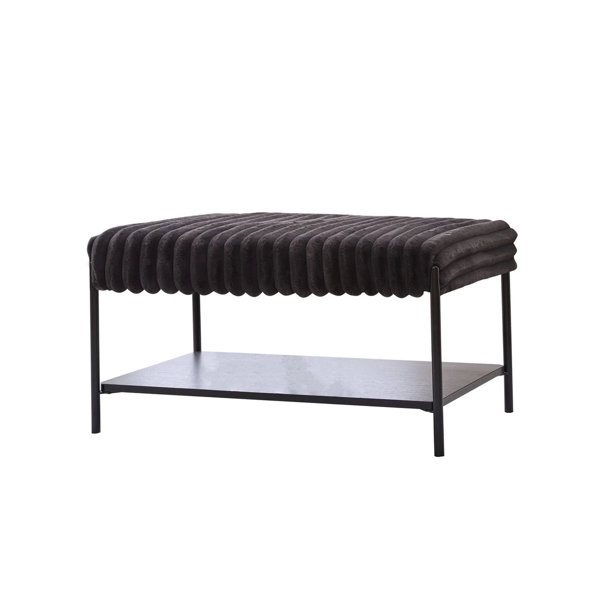 Upholstered Ottoman Coffee Table Foot Rest With Open Storage - Furniture Home Direct