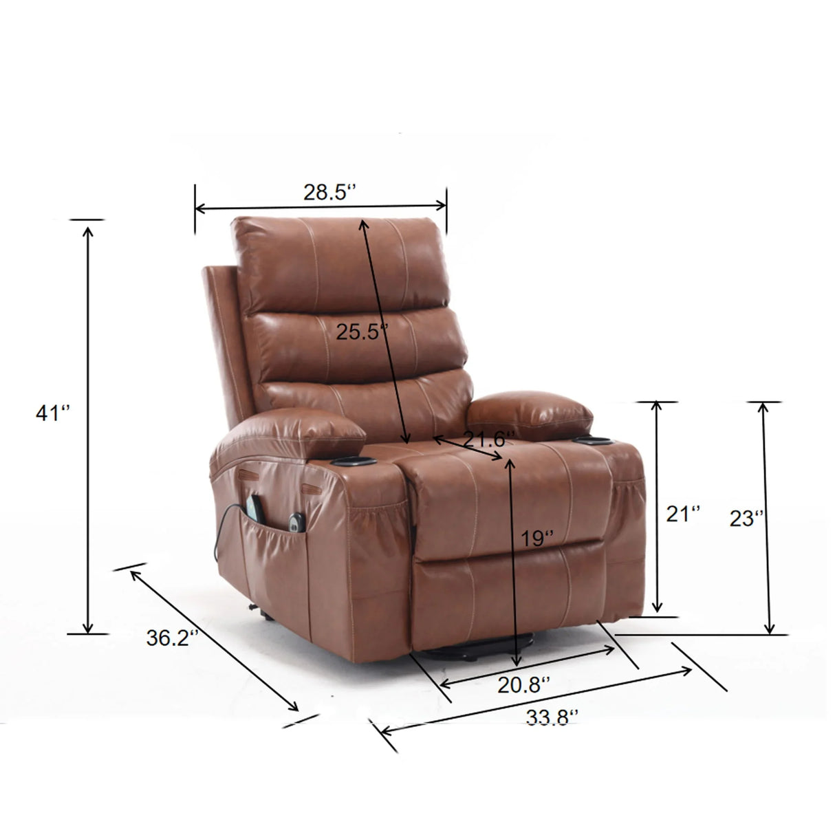 Large Size Electric Power Lift Recliner Chair Sofa With 8 Point Vibration Massage And Lumbar Heat - Furniture Home Direct
