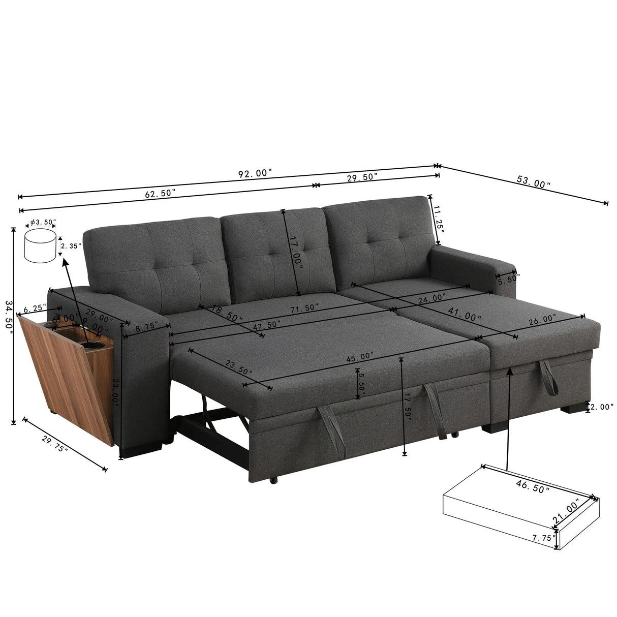 3 Piece Upholstered Sectional - Furniture Home Direct
