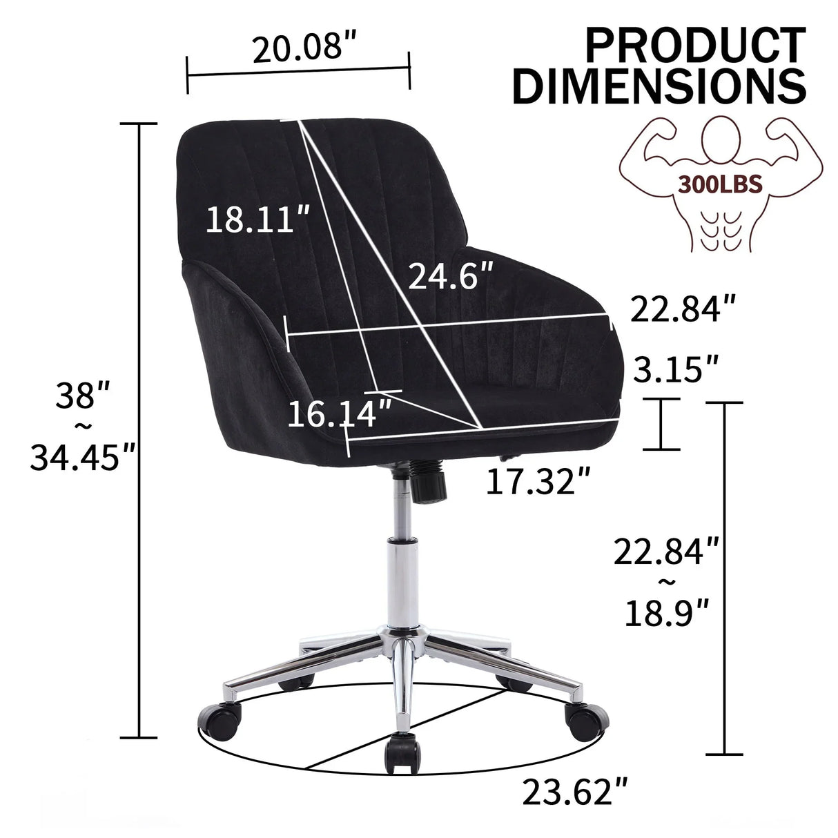 Adjustable Ergonomic Office Chair, Swivel Backrest Seat - Furniture Home Direct