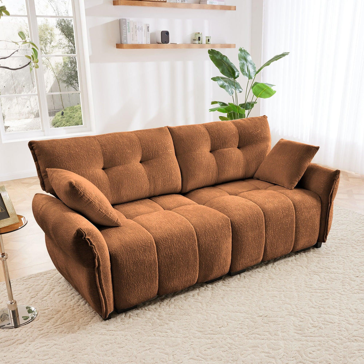 Modern Sofa & Pillows, Textured Cover, High Rebound Cushions - Furniture Home Direct