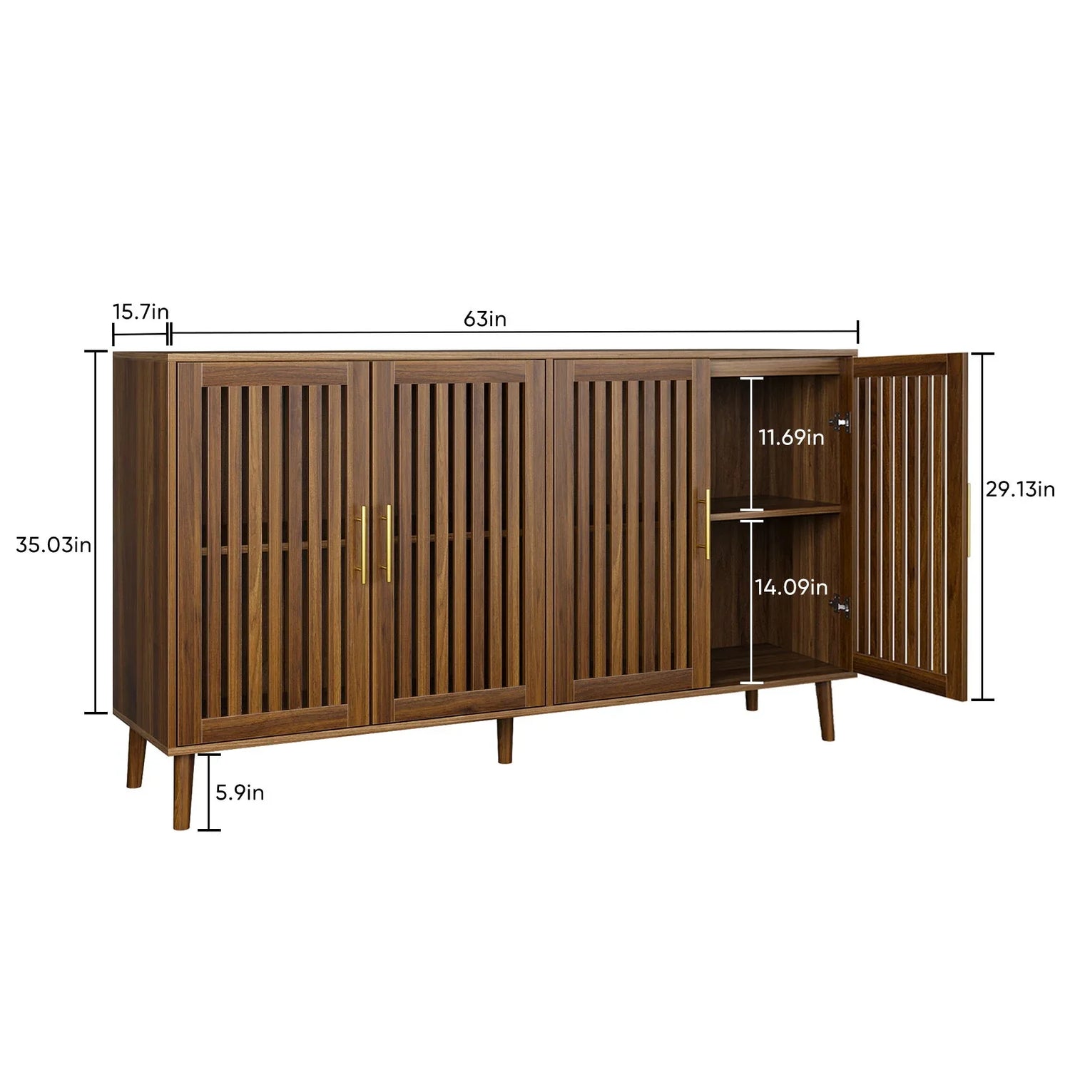 Grille Striped Sideboard Buffet Cabinet With Storage - Furniture Home Direct