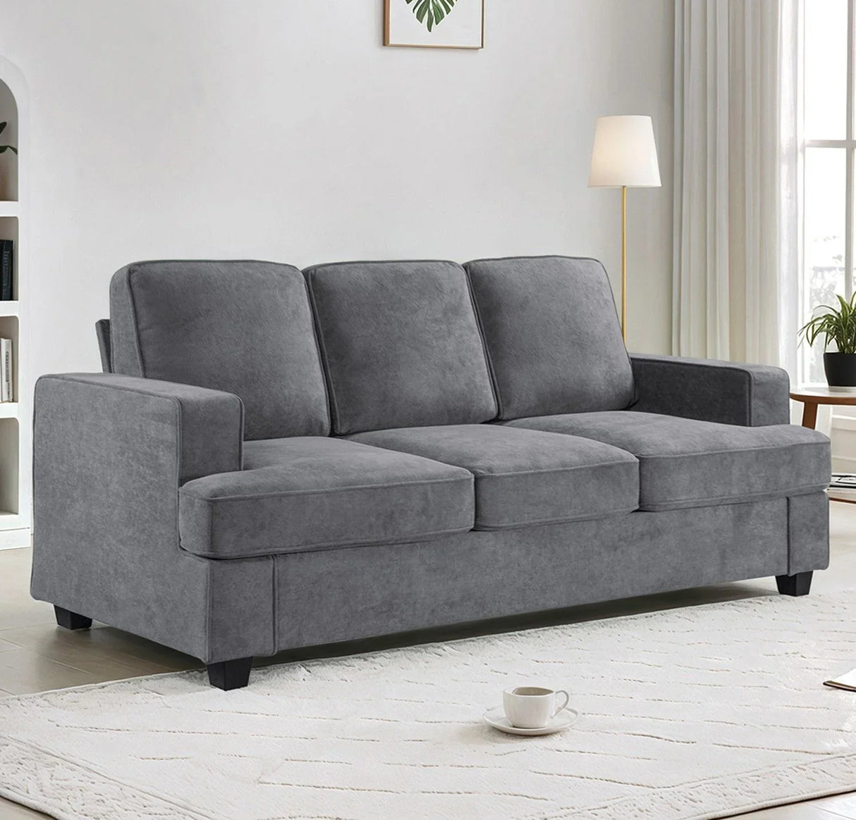 Modern Sofa, Comfortable 3 Seater Couch With Deep Seating, Loose Back Cushions, Wide Arms - Furniture Home Direct