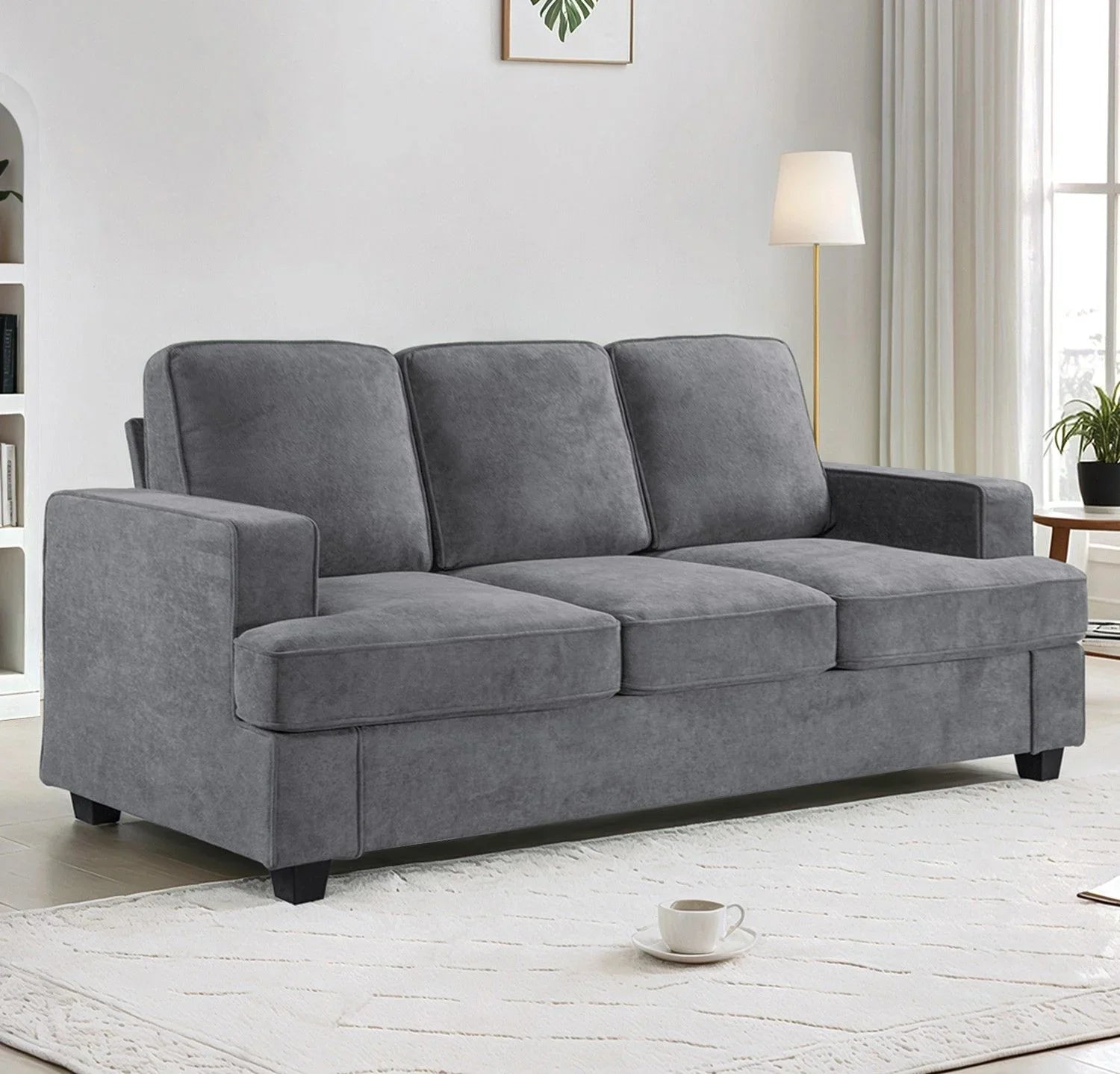 Modern Sofa, Comfortable 3 Seater Couch With Deep Seating, Loose Back Cushions, Wide Arms - Furniture Home Direct