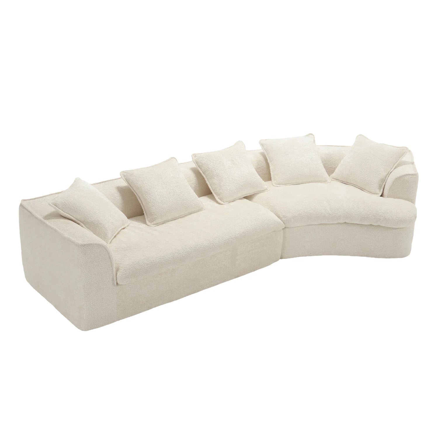Sectional Sofa Chenille With Plush Soft Cushions Beige - Furniture Home Direct