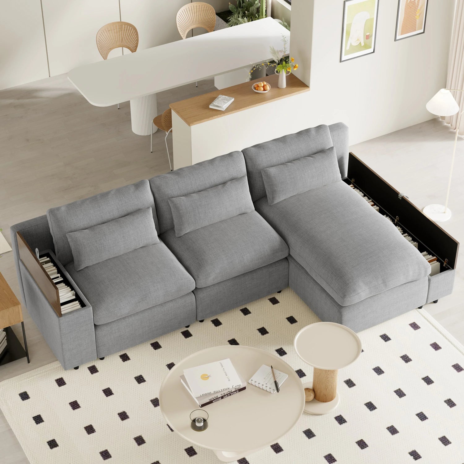 Sectional Sofa Modular With Removable Back Cushions Gray - Furniture Home Direct