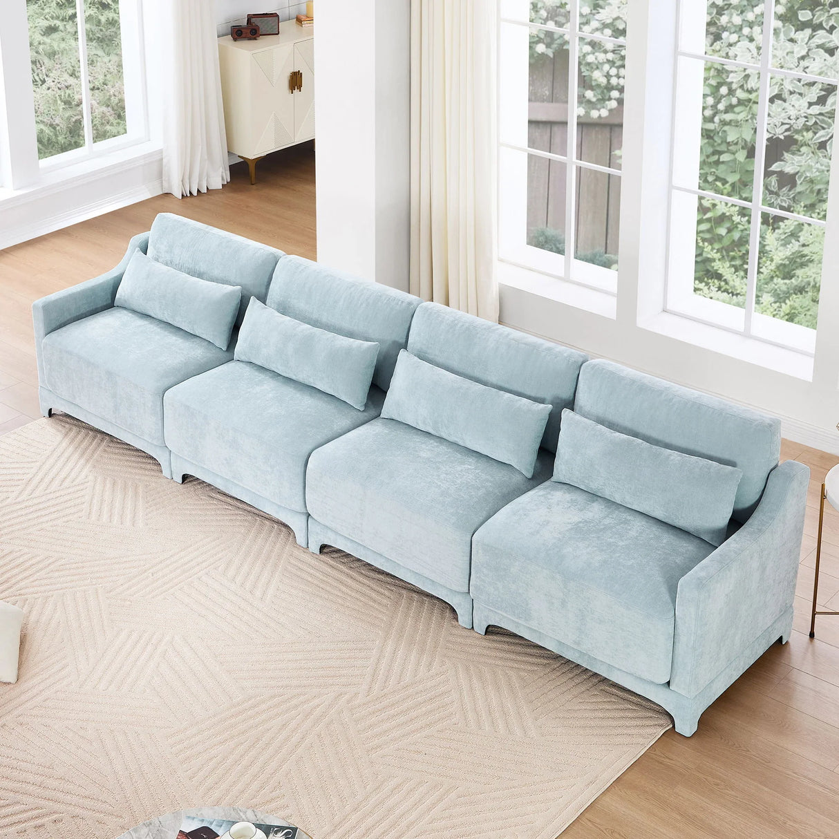 Elegant Sofa With Ergonomic Design And Lumbar Pillows - Furniture Home Direct