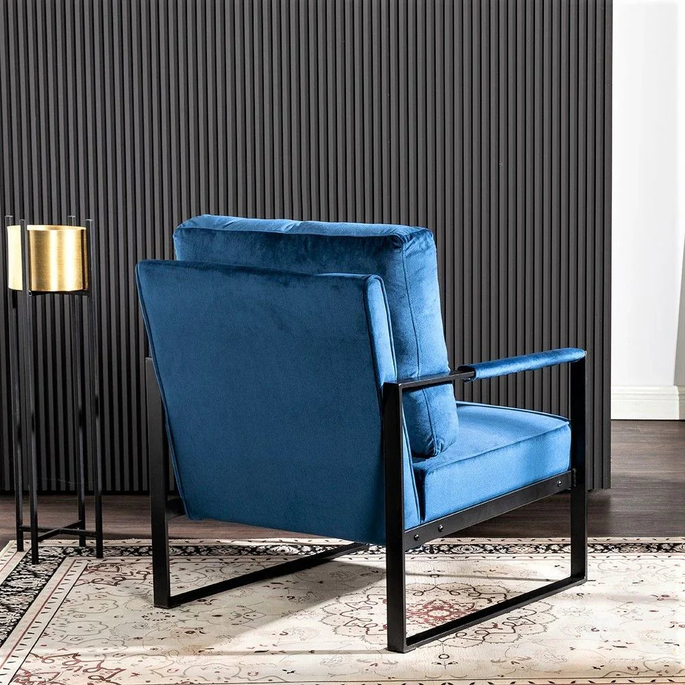 Classic Mid Century Modern Accent Chair With Durable Square Metal Frame, Armchair - Furniture Home Direct