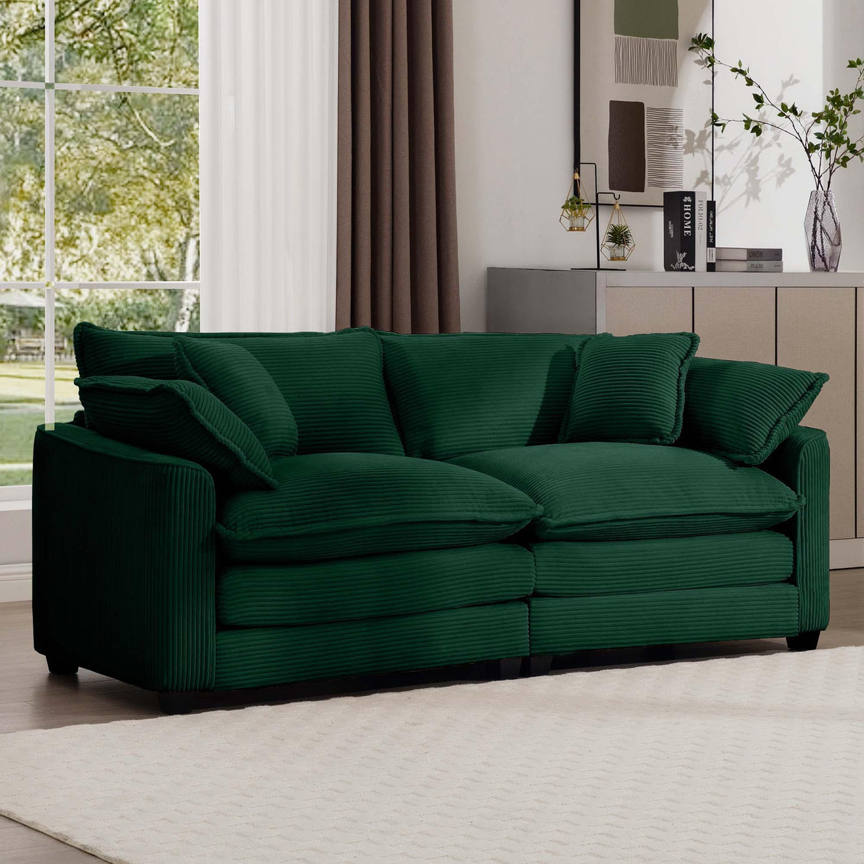 Modern 2 Seater With 4 Pillows, Upholstered Deep Seating Loveseat - Furniture Home Direct