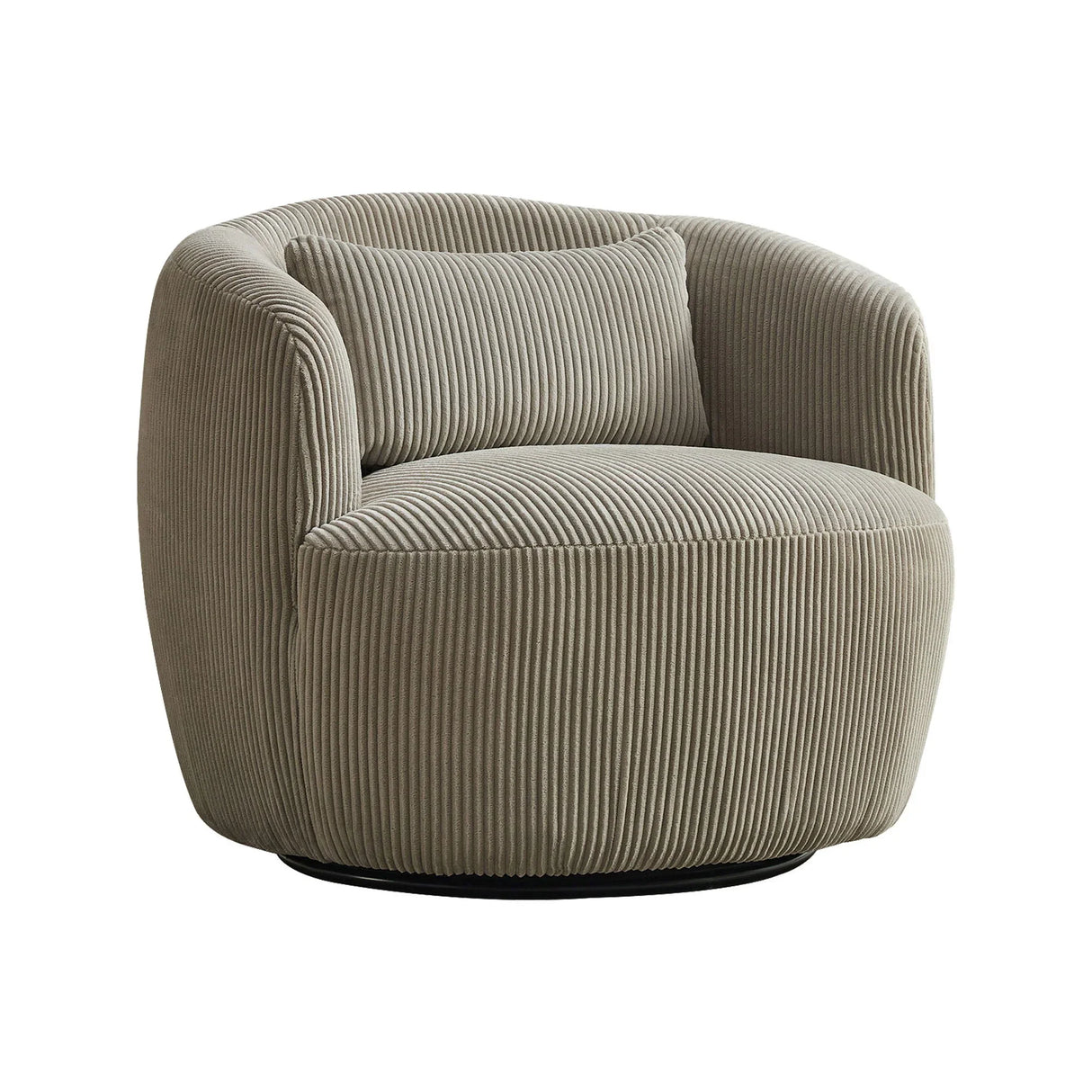 Wide Upholstered Corduroy 360° Swivel Barrel Soft Chair With Pillow - Furniture Home Direct