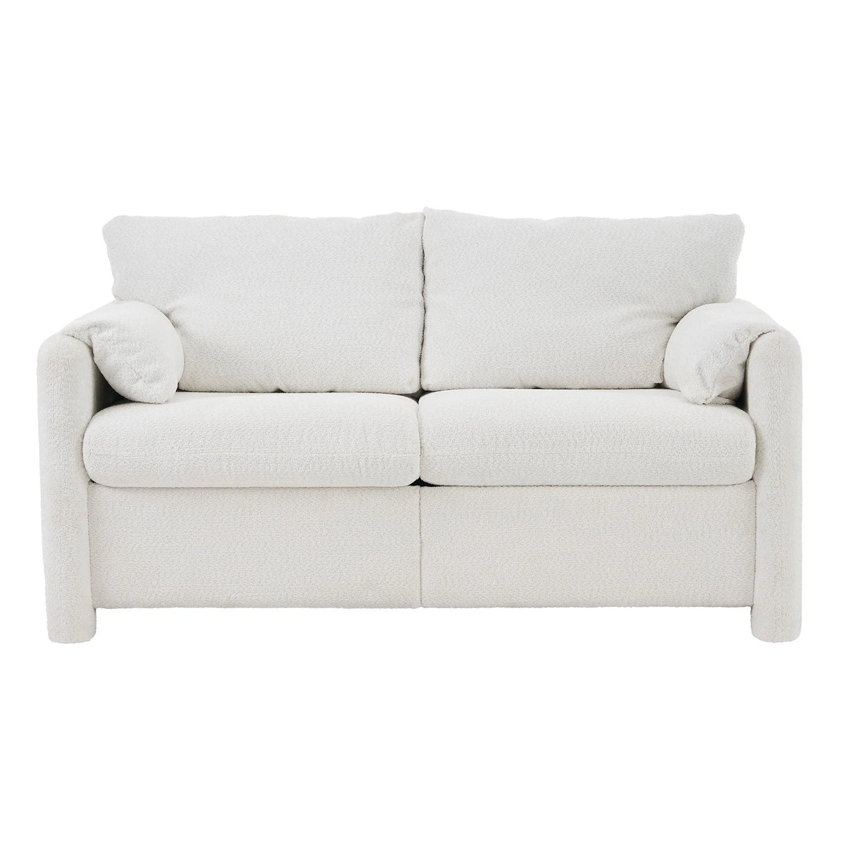 Modern Loveseat Sofa 2 Seater Plush Chenille Fabric Couch With High Density Foam Cushions - Ivory White - Furniture Home Direct