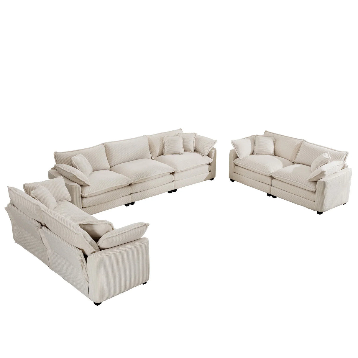 Elegant Corduroy Oversized Sectional Sofa Set With Deep Seats And Flexible Layout - Furniture Home Direct