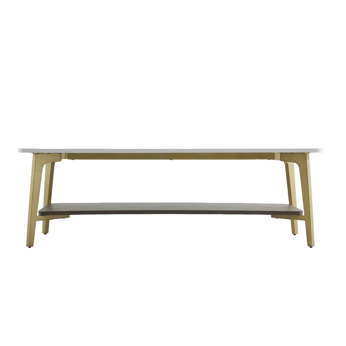 Coffee Table Rectangular Center Table For Living Room Open Space Side Table With Metal Frame - Golden / White - Furniture Home Direct