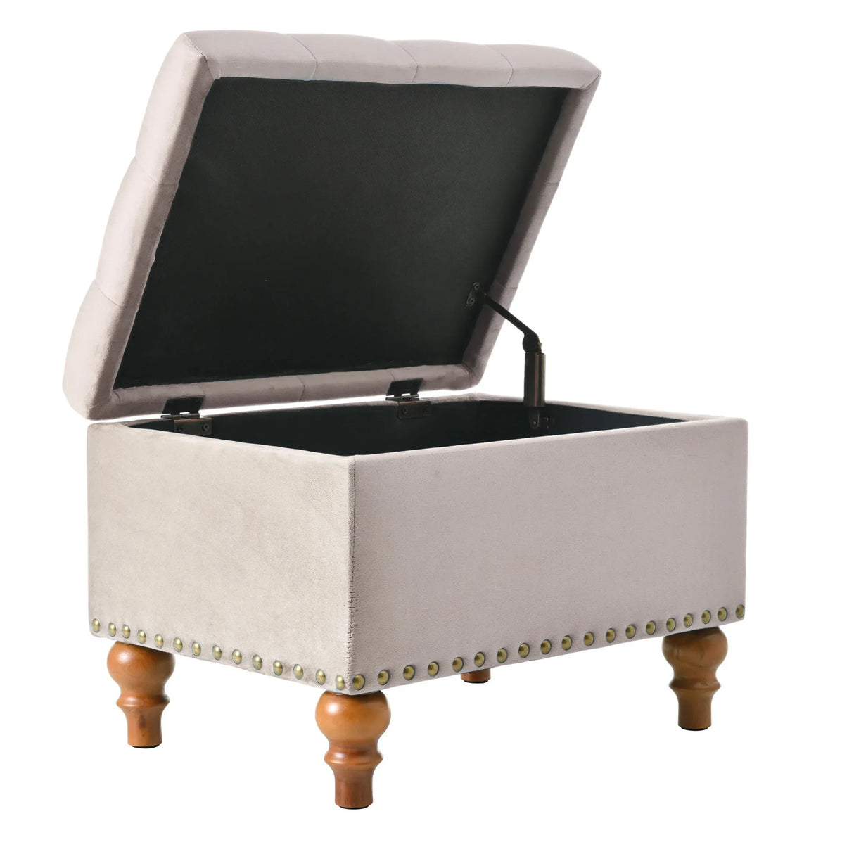 Upholstered Ottoman With Storage And Rivet Trim - Furniture Home Direct