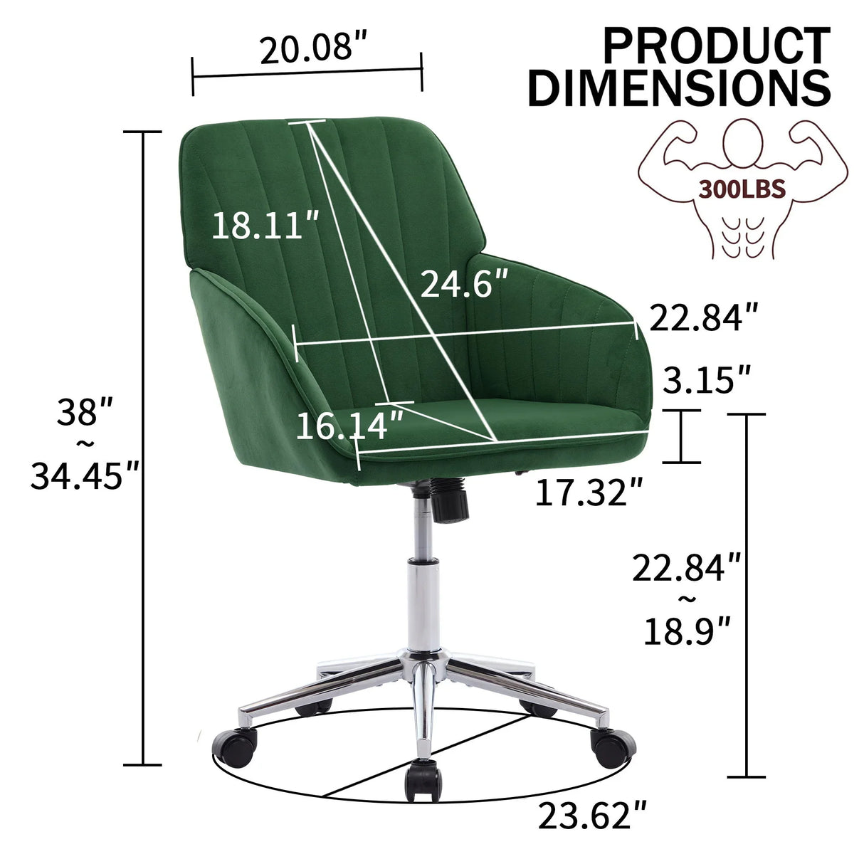 Adjustable Ergonomic Office Chair, Swivel Backrest Seat - Furniture Home Direct