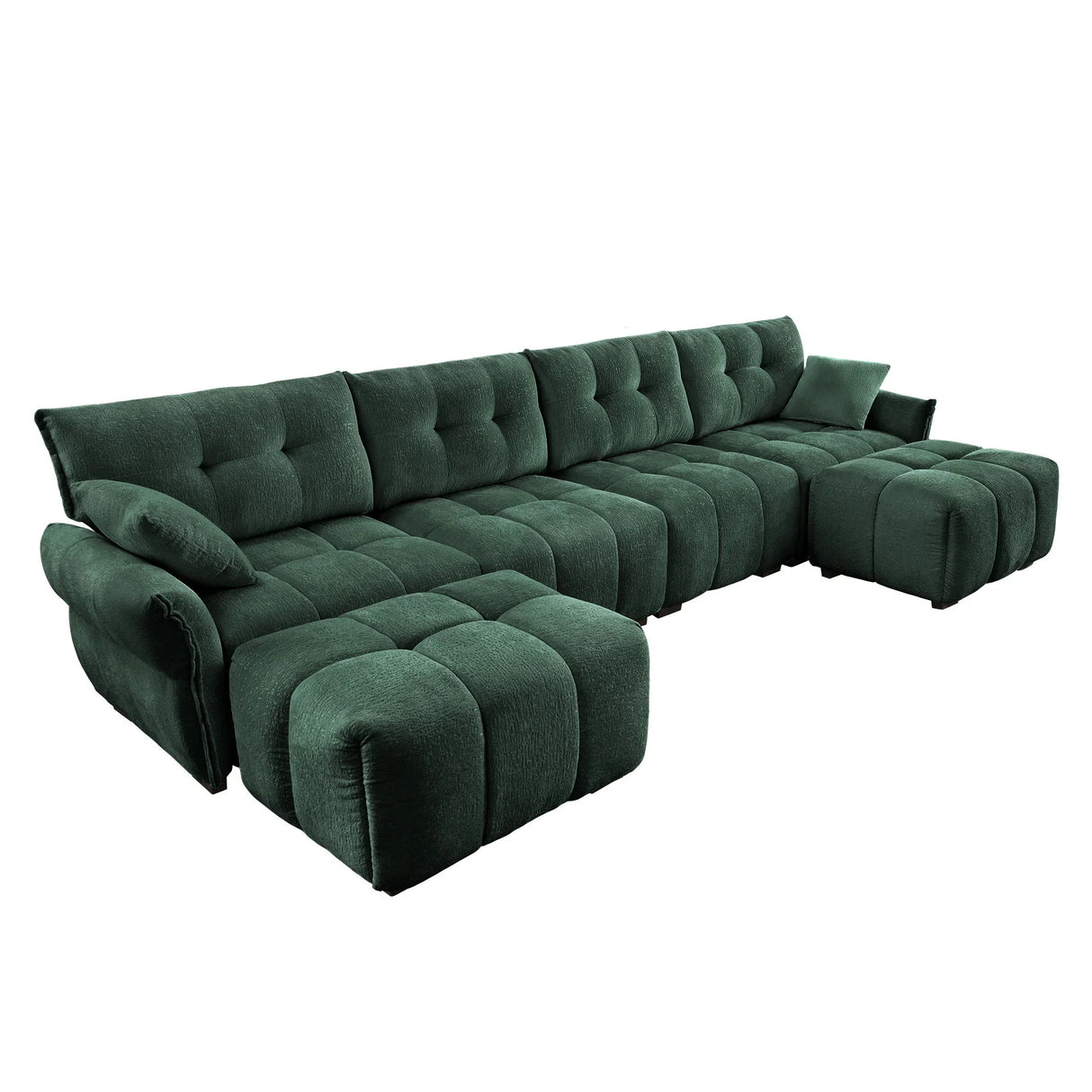 Sofa Set With Ottoman And Pillows, Textured, High Resilience Cushions - Furniture Home Direct