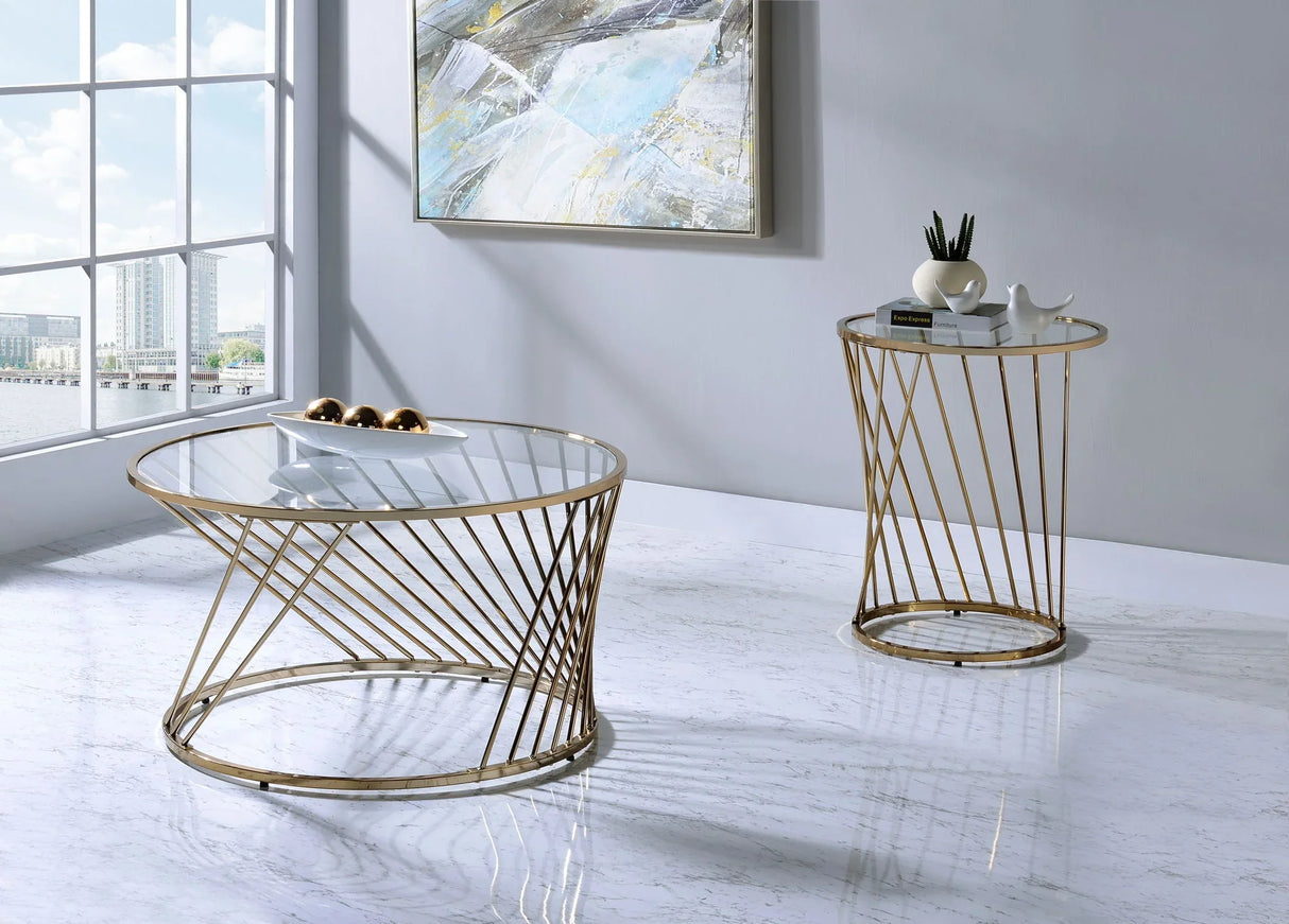 Bluelipe - Clear Glass Top With Coffee Table - Champagne - Furniture Home Direct