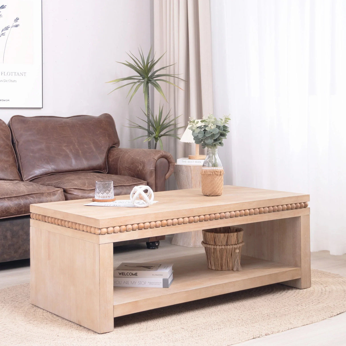 Modern Coffee Table With Beaded Trim - Furniture Home Direct