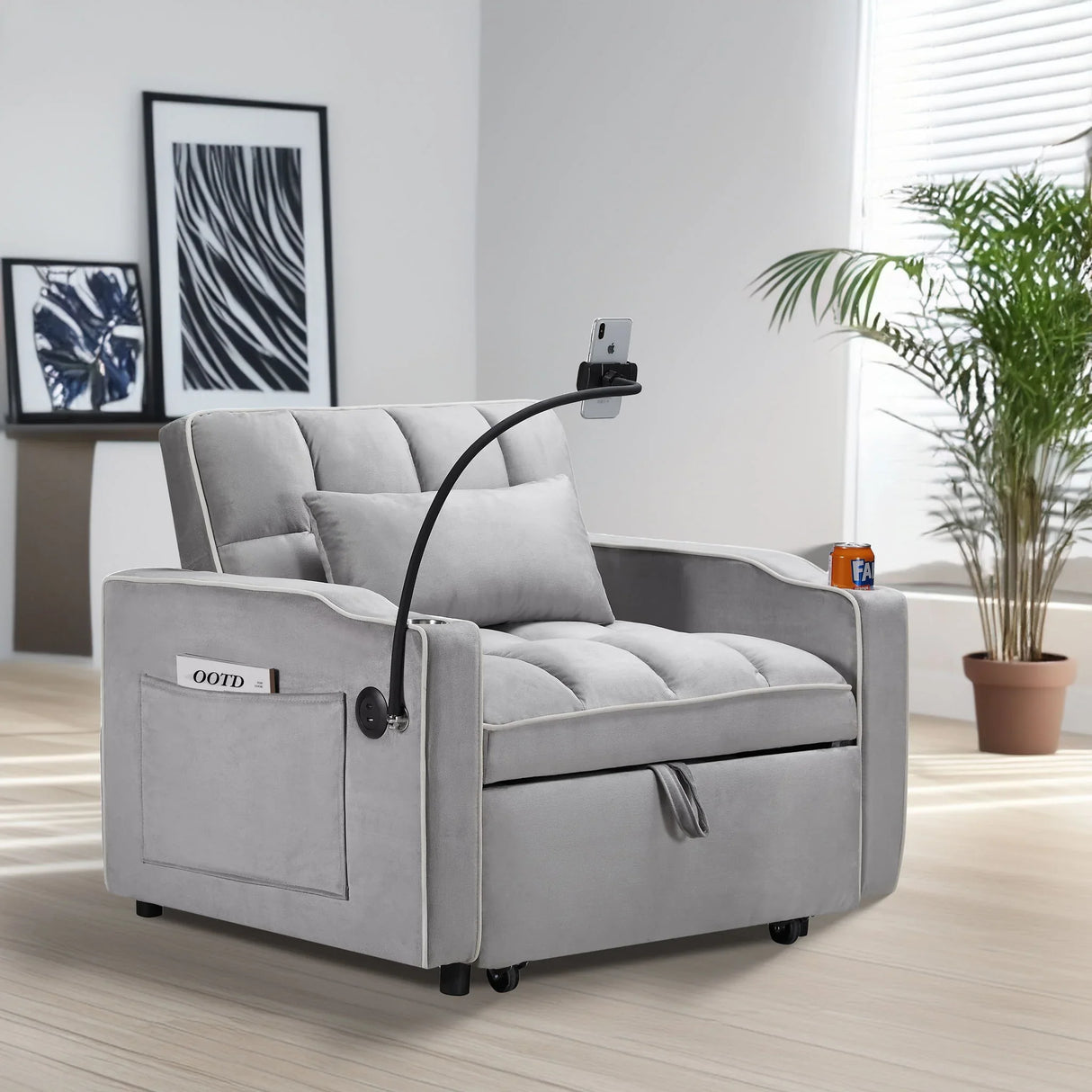 Convertible Sleeper Chair Sofa Bed Adjustable Pull Out Sleeper Chair Bed Multi-Pockets Folding Sofa Bed For Living Room Bedroom Small Space, 3 In 1 Sofa Bed - Furniture Home Direct