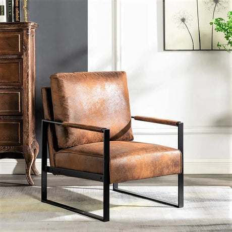 Classic Mid Century Modern Accent Chair With Durable Square Metal Frame, Armchair - Furniture Home Direct