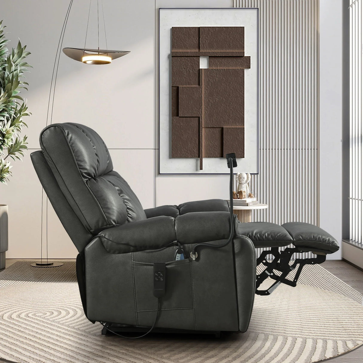 Recliner Chair With Phone Holder, Electric Power Lift Recliner Chair With 2 Motors Massage And Heat For Elderly, 3 Positions, 2 Side Pockets, Cup Holders - Furniture Home Direct