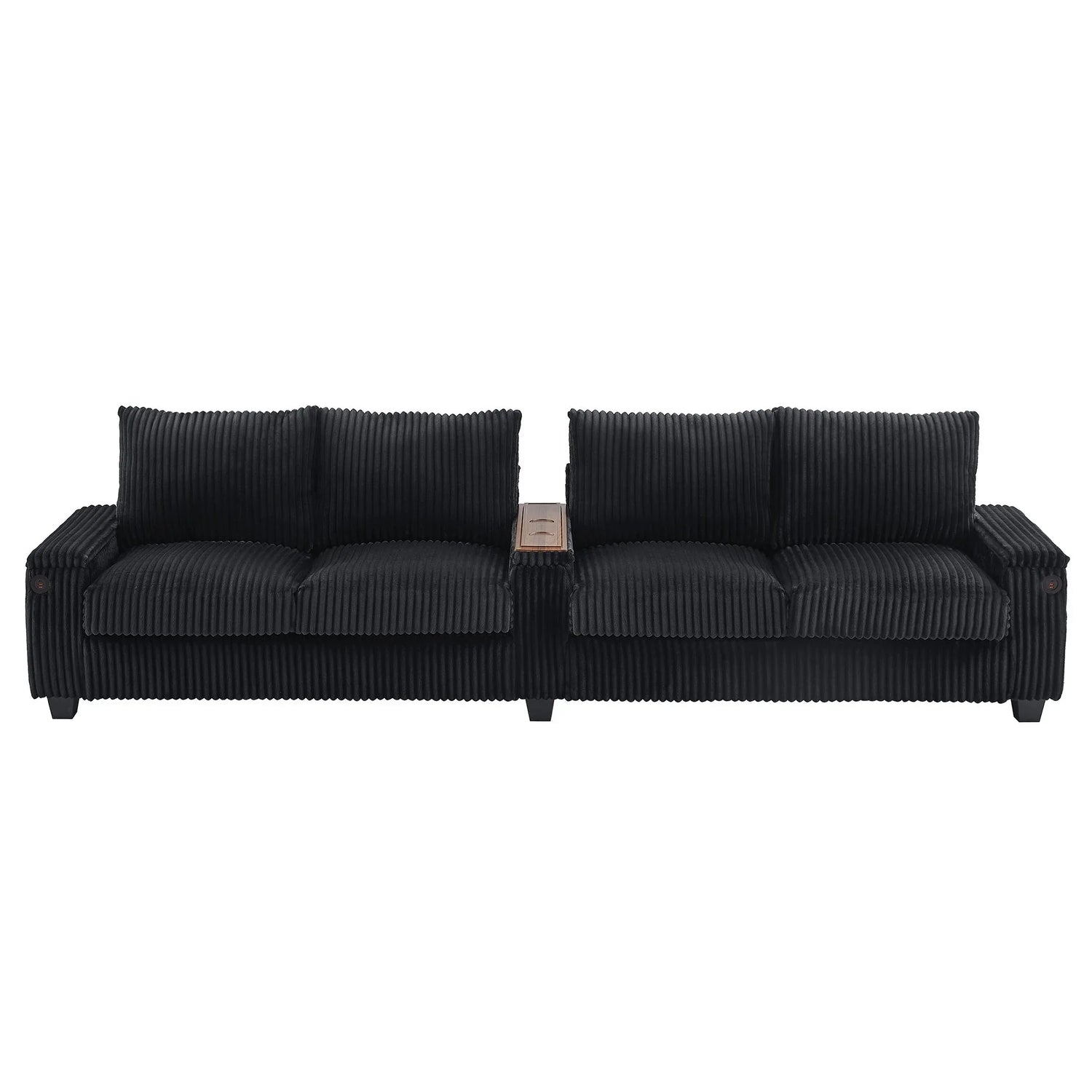 Modern 4 Seater Corduroy Sofa Couch With USB Ports And Hidden Storage - Furniture Home Direct