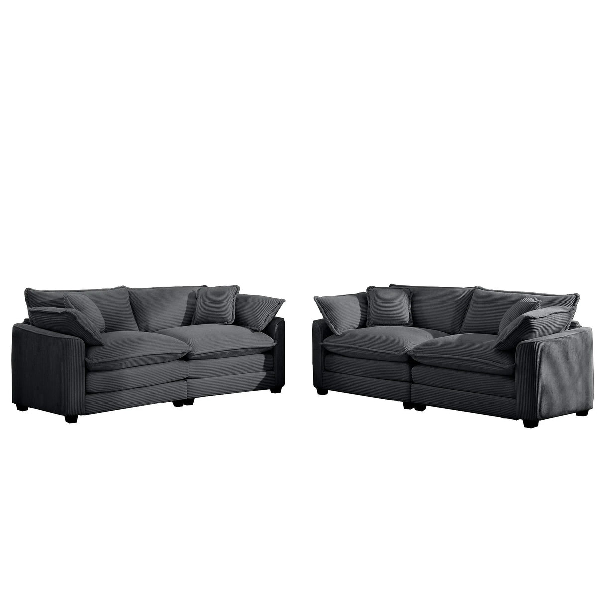 Elegant Corduroy Oversized Sectional Sofa Set With Deep Seats And Flexible Layout - Furniture Home Direct