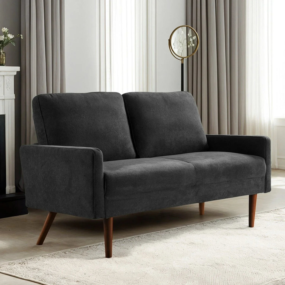 Loveseat Sofa, European Style With Sleek Design, Modern & Vintage Flair, Upholstered 2 Seater Couch - Furniture Home Direct