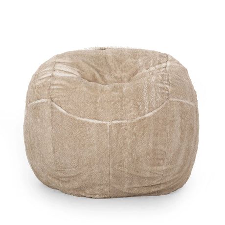 Vida - Modern 5 Foot Rounded Bean Bag - Snow White / Beige - Furniture Home Direct