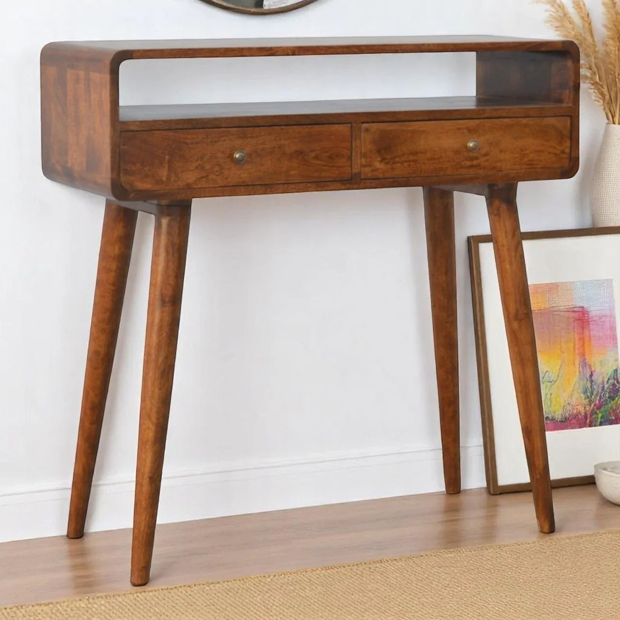 Curved Chestnut Console Table - Furniture Home Direct