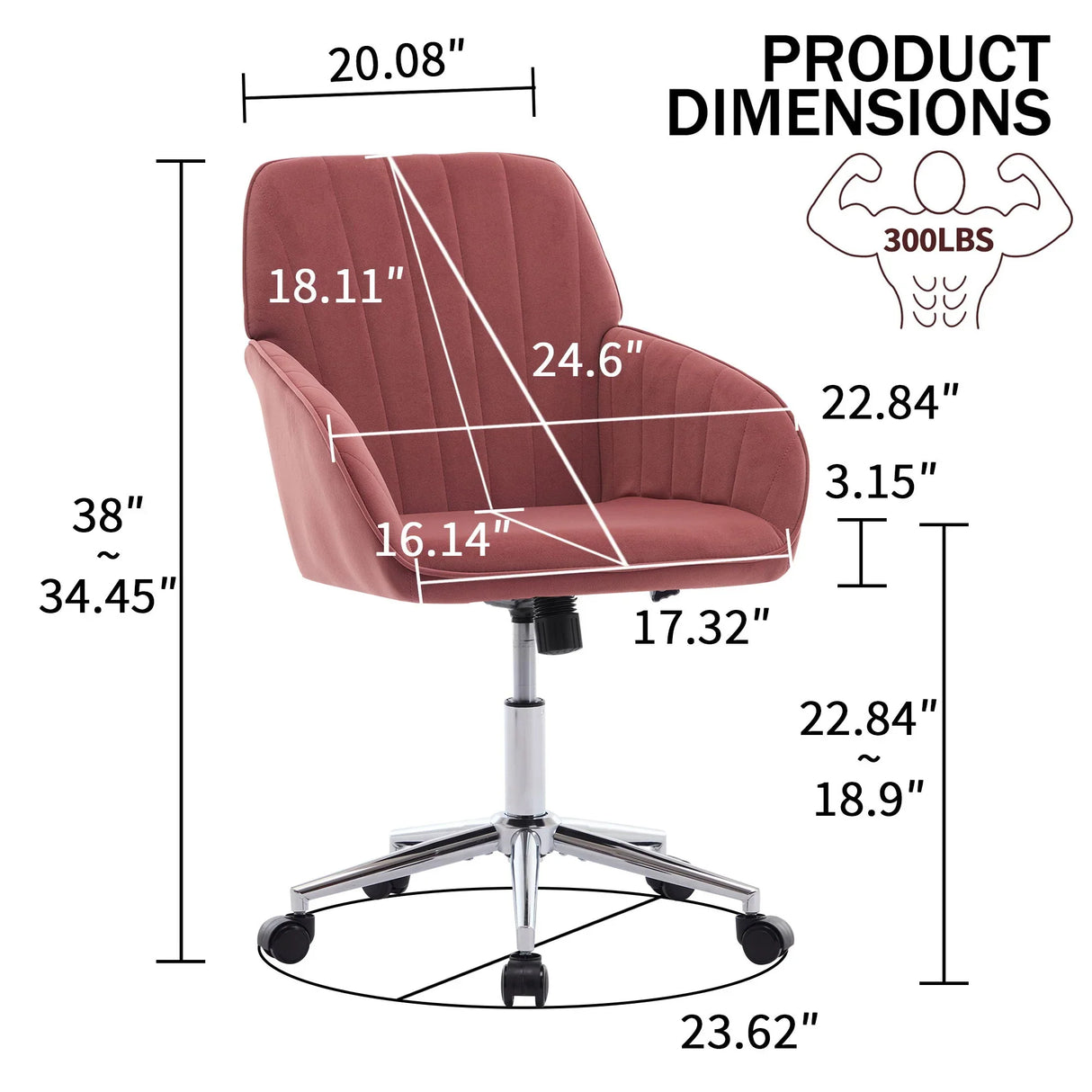 Adjustable Ergonomic Office Chair, Swivel Backrest Seat - Furniture Home Direct