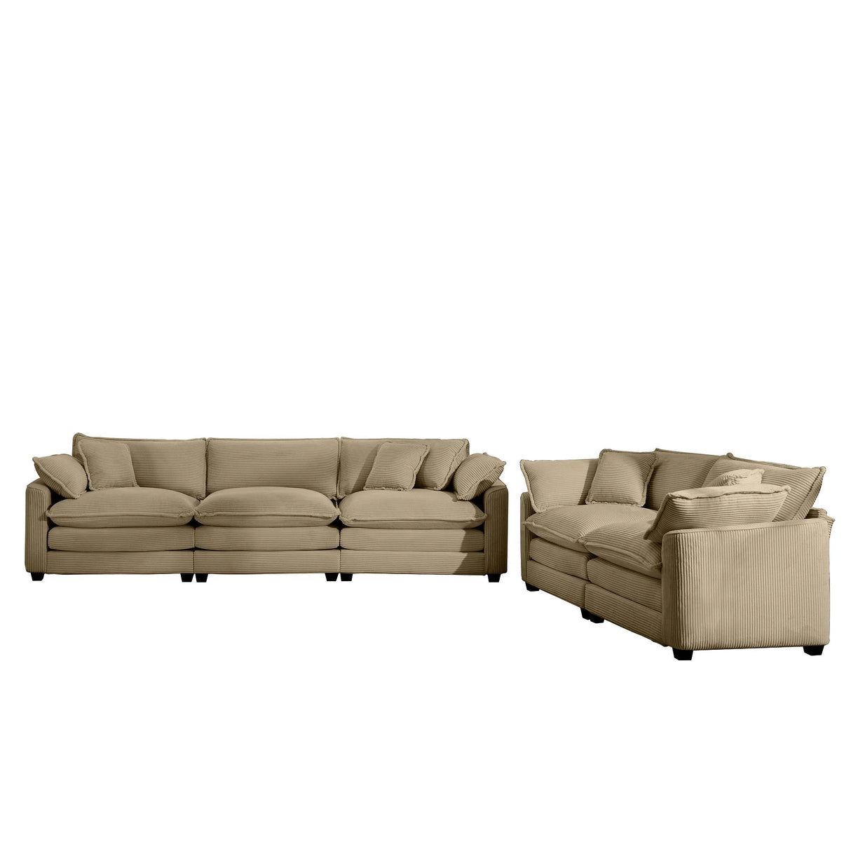 Elegant Corduroy Oversized Sectional Sofa Set With Deep Seats And Flexible Layout - Furniture Home Direct