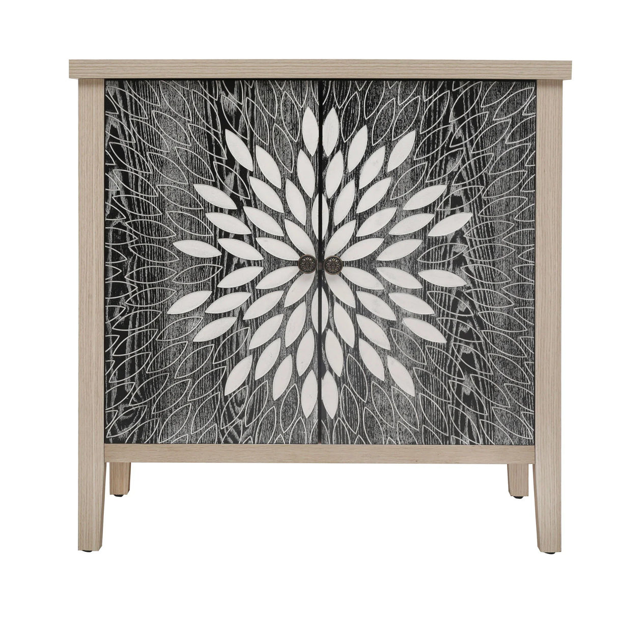 2 Door Carved Storage Cabinet With Adjustable Shelf, Accent Furniture - Furniture Home Direct