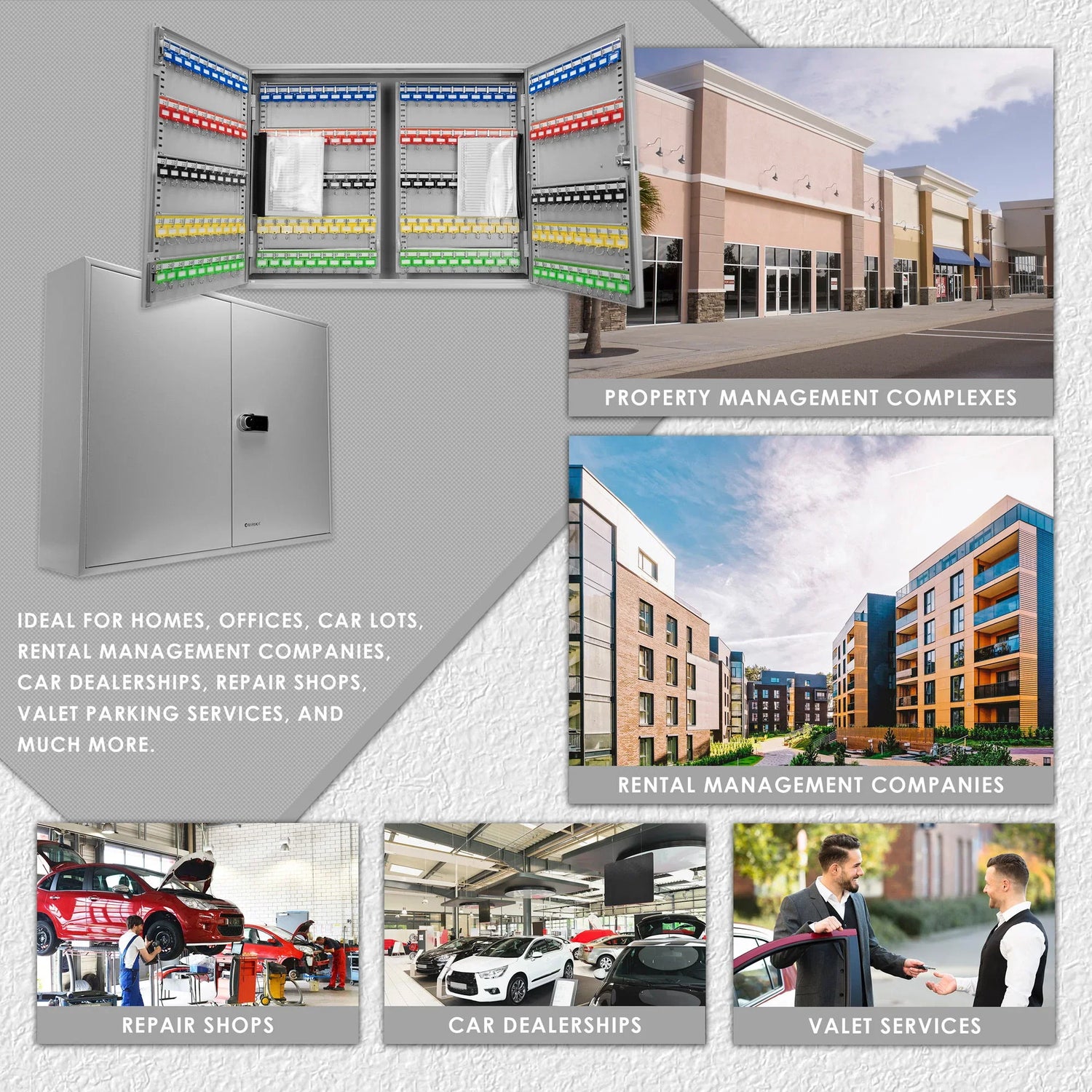 400 Keys Adjustable Key Lock Box With Digital Lock - Gray - Furniture Home Direct