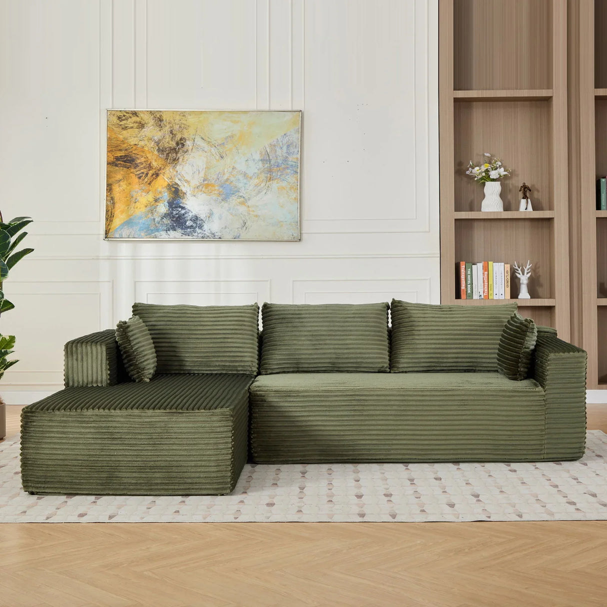 Compression Sectional Couch With Comfy Chaise, Boneless L Shape Sofa With Deep Seat - Furniture Home Direct