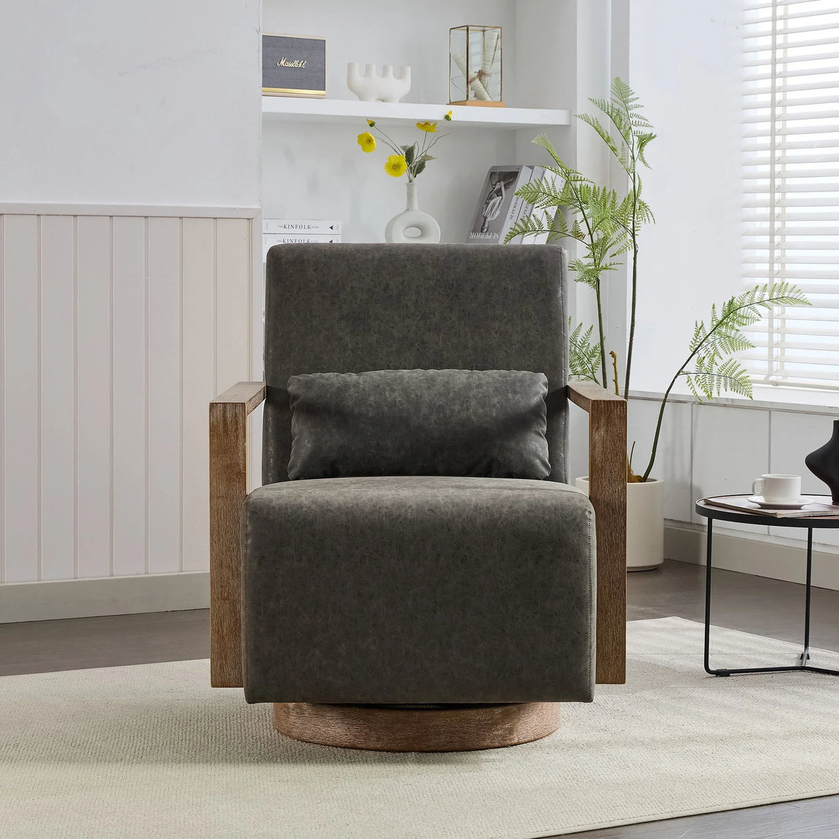 Swivel Modern Upholstered Accent Chair With Armrests - Furniture Home Direct