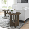 Round Side Table With X Leg Base MDF Finish Natural Walnut - Furniture Home Direct