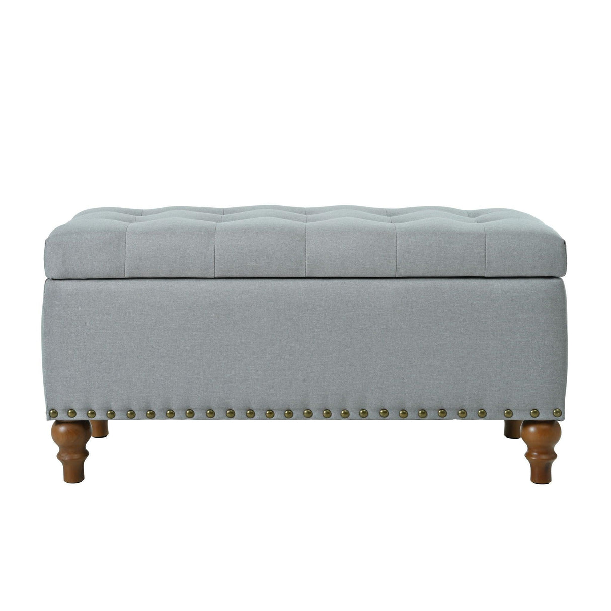 Upholstered Ottoman With Storage And Rivet Trim - Furniture Home Direct