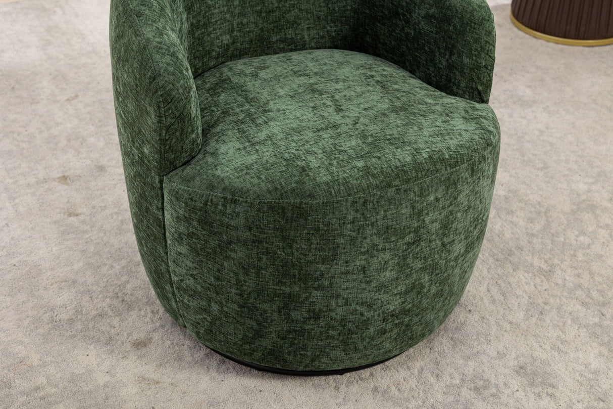 Chenille Fabric Swivel Accent Armchair Barrel Chair With Powder Coating Metal Ring - Furniture Home Direct