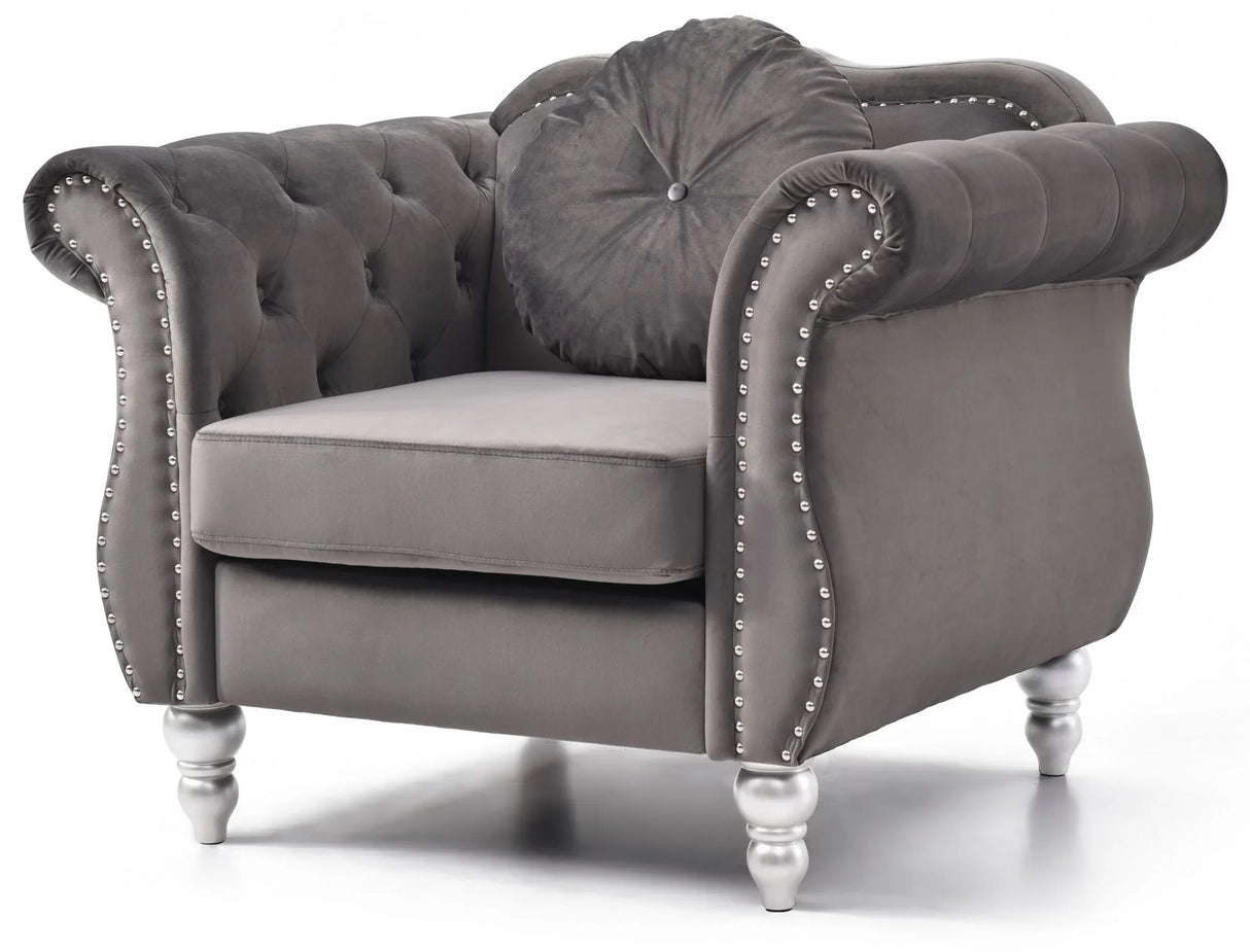 Chic Transitional Flared Arm Chair - Furniture Home Direct