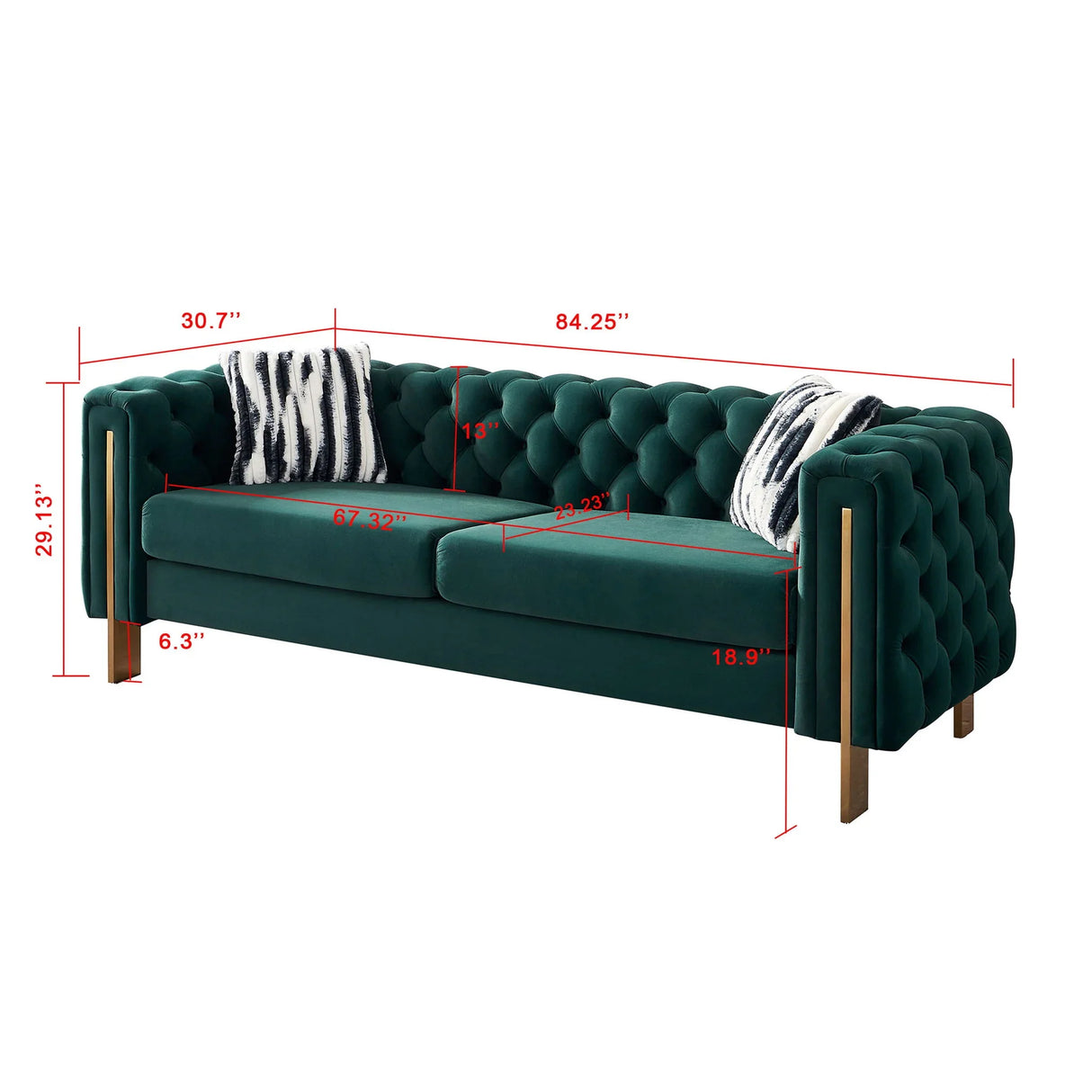 Chesterfield - Modern Tufted Velvet Living Room Sofa, 84.25''W Couch - Furniture Home Direct