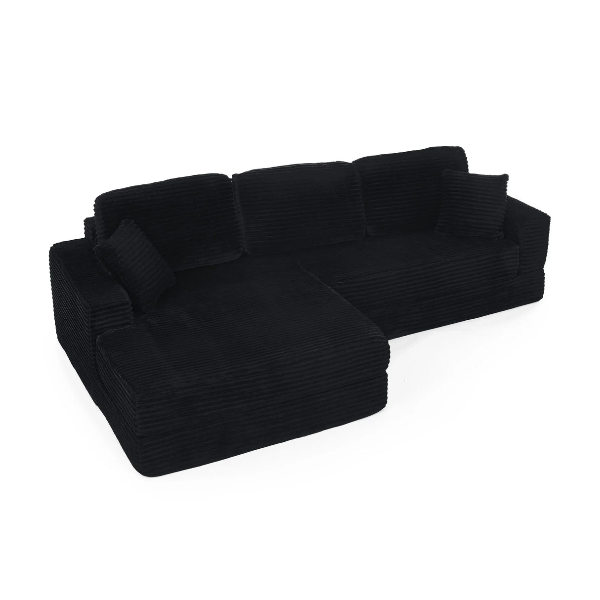 Modern Minimalist L Shape Modular Sectional Sofa, Corduroy Couch - Furniture Home Direct