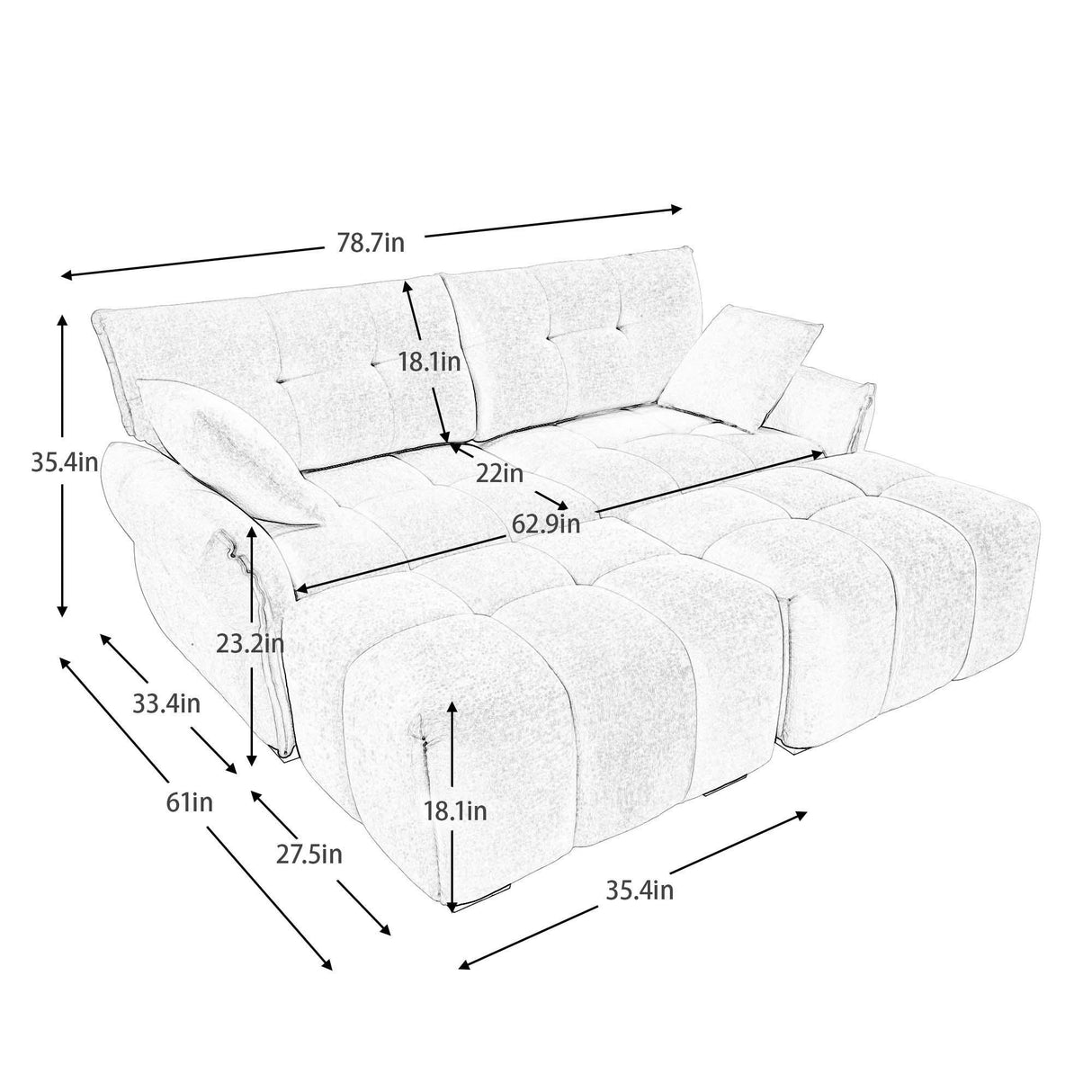 Sofa Set With Ottoman And Pillows, Textured, High Resilience Cushions - Furniture Home Direct